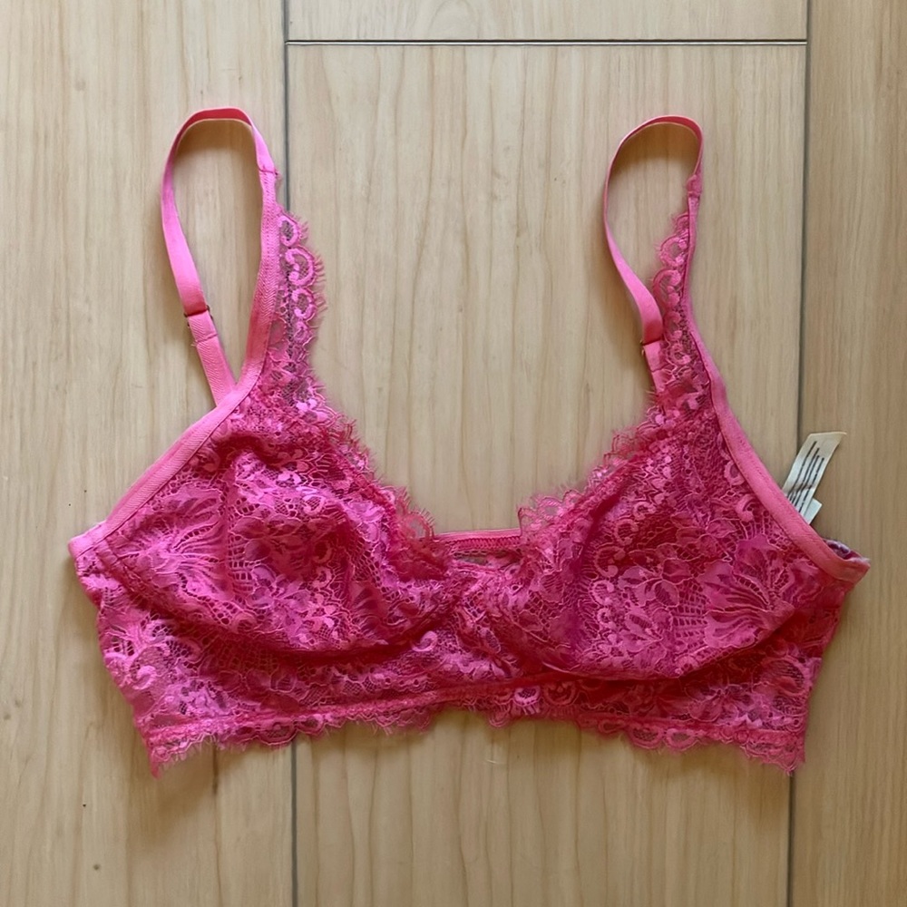 Free People Pink Lace Bralette Intimates Size Small